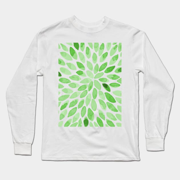 Watercolor brush strokes - green Long Sleeve T-Shirt by wackapacka